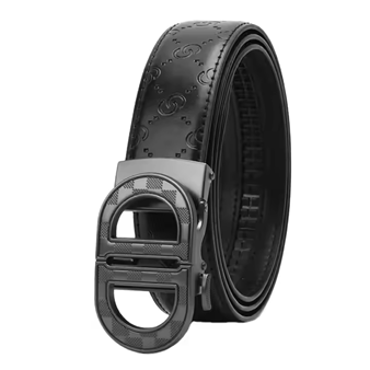 GUGETI Men's PU Leather Belt with Letter D Automatic Buckle 3.5CM