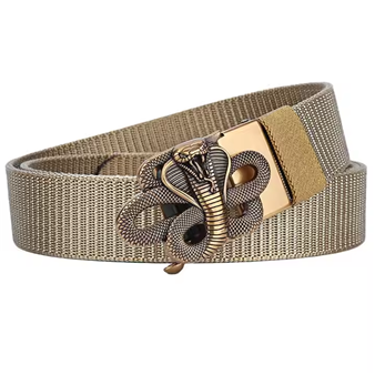 GUGETI Fashion Fabric Belts with Bronze Snake Automatic Buckle 3.5cm