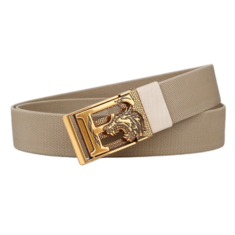 GUGETI Men's Elastic Stretch Belt with Wolf Flip-Top Plate Buckle 3.5CM