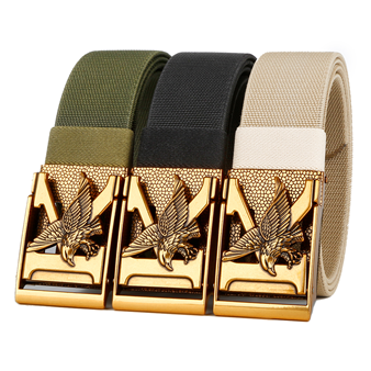 Men's Belt Eagle Automatic buckle Tactical Elastic Belt canvas  fabric belt 3.8cm