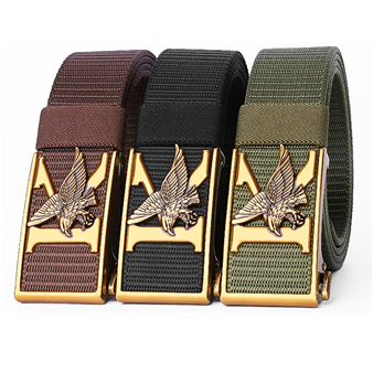 Men's Belt Golden/Sliver K Eagle Automatic buckle tank belt canvas  fabric belt 3.4cm