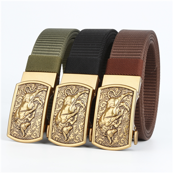 Men's Belt Cow Automatic buckle tank belt canvas  fabric belt 3.4cm