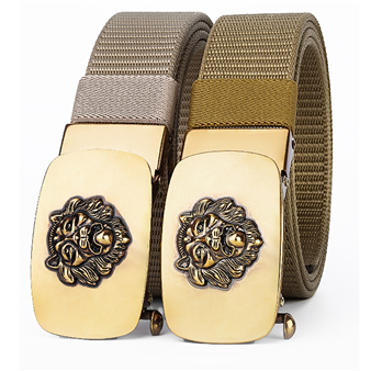 Men's Belt Lion Automatic buckle tank belt canvas  fabric belt 3.4cm