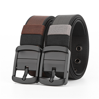 Men's Belt Rotating Pin buckle Perforated belt canvas  fabric belt 3.4cm